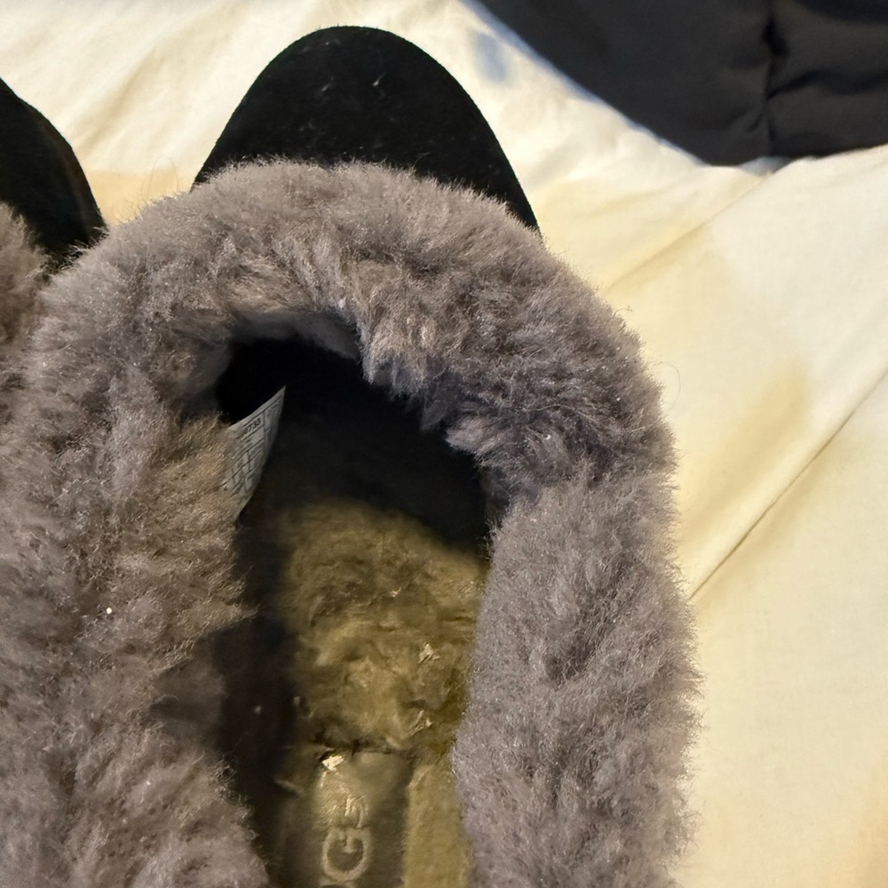 UGG Nita Black Suede Shearling Cuffed Ankle Booties - Picture 6 of 9